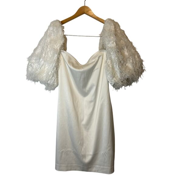 Anthropologie NWT BHLDN Nellie Ivory Square Neck Mini Dress XL Removable Sleeves - Picture 5 of 12